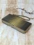 Snakeskin Embossed Zipper Around Long Wallet