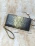 Snakeskin Embossed Zipper Around Long Wallet