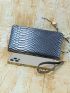 Snakeskin Embossed Zipper Around Long Wallet