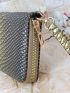 Snakeskin Embossed Zipper Around Long Wallet