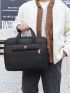 Men Square Patch Detail Double Handle Laptop Handbag Briefcase