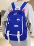 Men Letter Patch & Release Buckle Decor Laptop Backpack