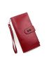 Letter Embossed Button Detail Long Wallet