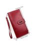 Letter Embossed Button Detail Long Wallet