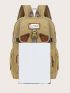 Men Letter Patch Multi-Pocket Release Buckle Decor Laptop Backpack Camping Bag