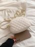 Mini Quilted Litchi Embossed Chain Square Bag
