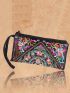 Floral Embroidered Tassel Decor Square Bag