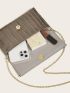 Metallic Ruched Panel Flap Chain Envelope Bag