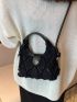Mini Frayed Trim Satchel Bag