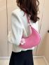 Letter Graphic Flower Decor Hobo Bag