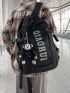 Men Letter Graphic Backpack With Bag Charm
