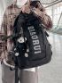 Men Letter Graphic Backpack With Bag Charm