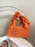 Neon Orange Tassel Decor Crochet Bag