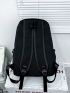Men Release Buckle & Letter Patch Decor Functional Backpack