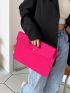 Neon Pink Snakeskin Embossed Flap Square Bag