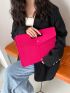 Neon Pink Snakeskin Embossed Flap Square Bag
