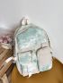 Tie Dye Letter Patch & Release Buckle Decor Classic Backpack