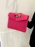 Neon-pink Crocodile Embossed Envelope Bag