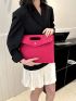 Neon-pink Crocodile Embossed Envelope Bag