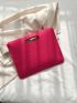 Neon-pink Crocodile Embossed Envelope Bag