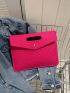 Neon-pink Crocodile Embossed Envelope Bag