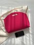 Neon Pink Snakeskin Embossed Square Bag