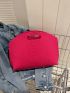 Neon Pink Snakeskin Embossed Square Bag