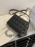 Mini Geometric Embossed Chain Decor Flap Square Bag