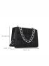 Mini Geometric Embossed Chain Decor Flap Square Bag