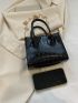 Mini Geometric Embossed Chain Square Bag