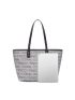 Letter Graphic Studded Decor Shoulder Tote Bag