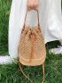 Minimalist Drawstring Design Straw Bag