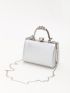 Mini Metallic Rhinestone Decor Chain Box Bag