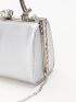 Mini Metallic Rhinestone Decor Chain Box Bag