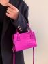 Mini Crocodile Embossed Double Handle Square Bag