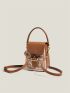 Mini Letter Embroidered Buckle Deer Satchel Bag