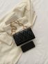Mini Embossed Detail Chain Flap Square Bag