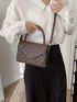 Mini Geometric Embossed Flap Square Bag