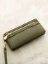 Double Zipper Long Wallet With Wristlet