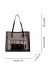 Clear Letter Graphic Shoulder Tote Bag With Inner Pouch