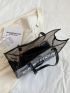 Clear Letter Graphic Shoulder Tote Bag With Inner Pouch