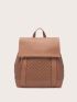 Chevron Quilted Studded Detail Flap Backpack
