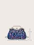 Sequin Decor Kiss Lock Evening Bag