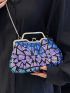 Sequin Decor Kiss Lock Evening Bag