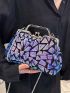 Sequin Decor Kiss Lock Evening Bag