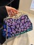 Sequin Decor Kiss Lock Evening Bag