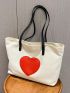 Heart Patch Decor Shoulder Tote Bag