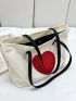 Heart Patch Decor Shoulder Tote Bag