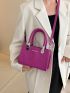 Mini Letter Graphic Snakeskin Embossed Weave Detail Square Bag