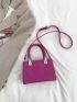 Mini Letter Graphic Snakeskin Embossed Weave Detail Square Bag